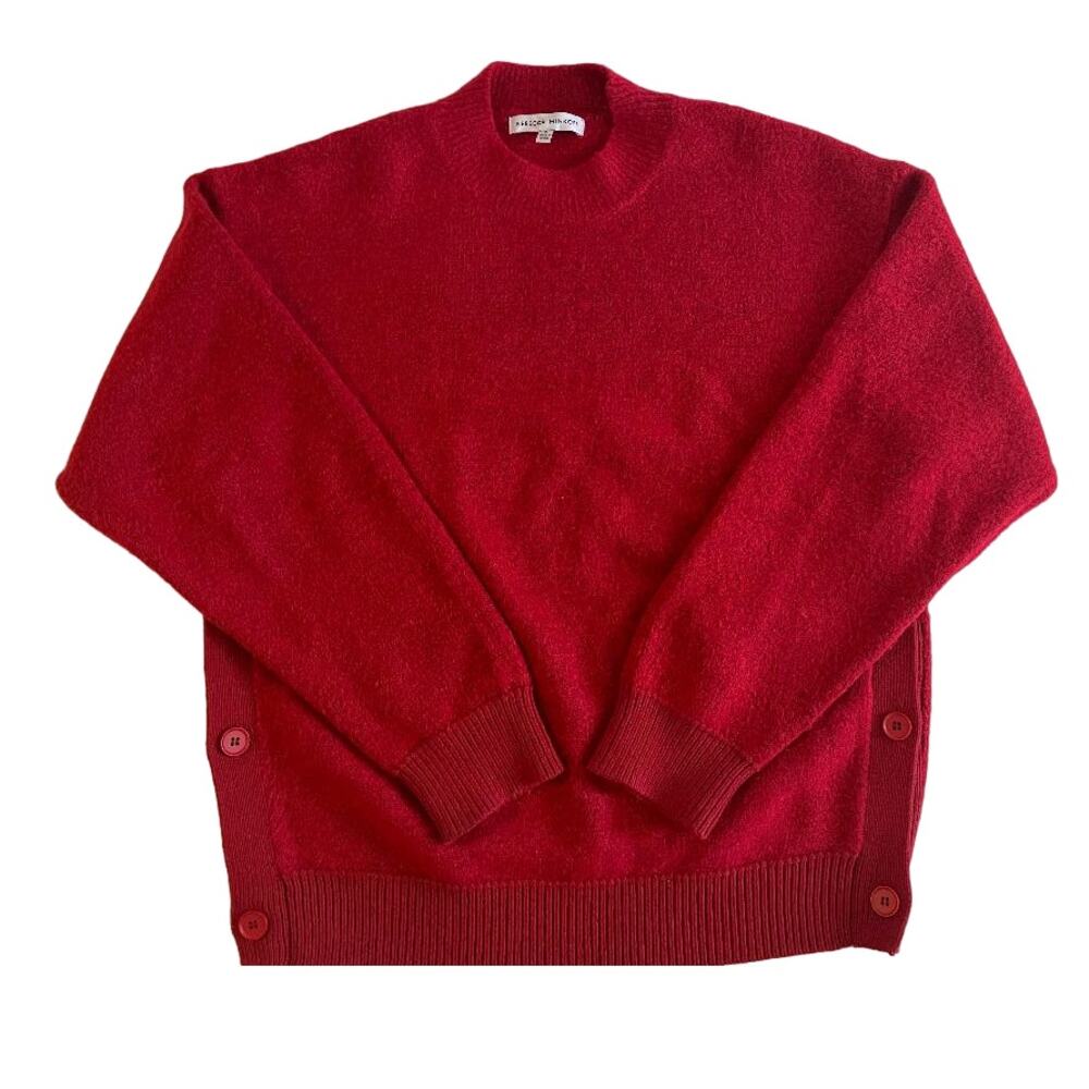 Rebecca Minkoff‎ Thick Red Mock Neck Button Side Sweater Women's Small